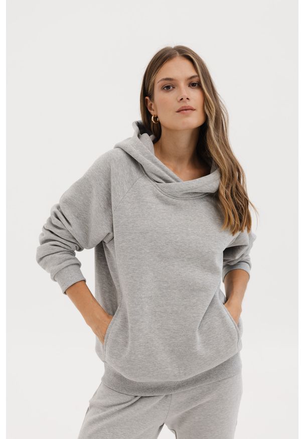 BLUZA MAYA SZARY MELANŻ L - Flawless. Okazja: na co dzień. Kolor: szary. Materiał: bawełna, poliester. Wzór: melanż. Styl: casual, street