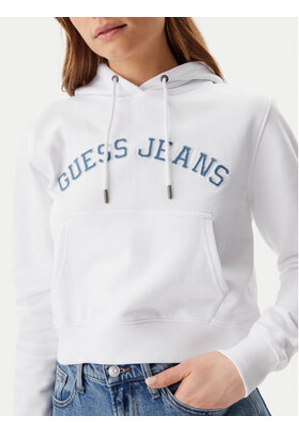 Guess Jeans Bluza W5GQ22 K68I4 Biały Regular Fit. Kolor: biały. Materiał: bawełna