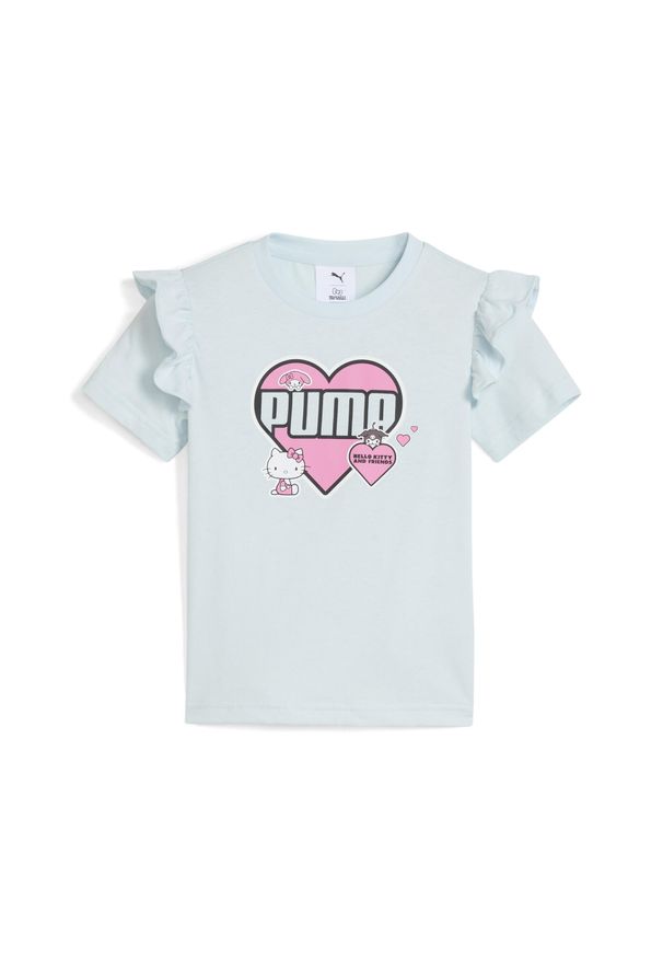 Puma - Dziecięca koszulka z falbanką PUMA × HELLO KITTY AND FRIENDS PUMA. Kolor: niebieski. Wzór: motyw z bajki. Sport: joga i pilates