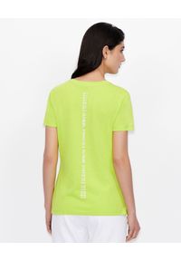 Armani Exchange - ARMANI EXCHANGE - Neonowy T-shirt z bawełny. Okazja: na co dzień. Kolor: zielony. Materiał: bawełna. Wzór: napisy. Styl: casual #2