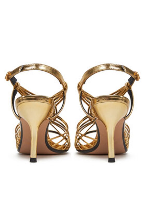 Gino Rossi Sandały SILL-SLT1527-10 Złoty. Kolor: złoty. Materiał: lakier, skóra