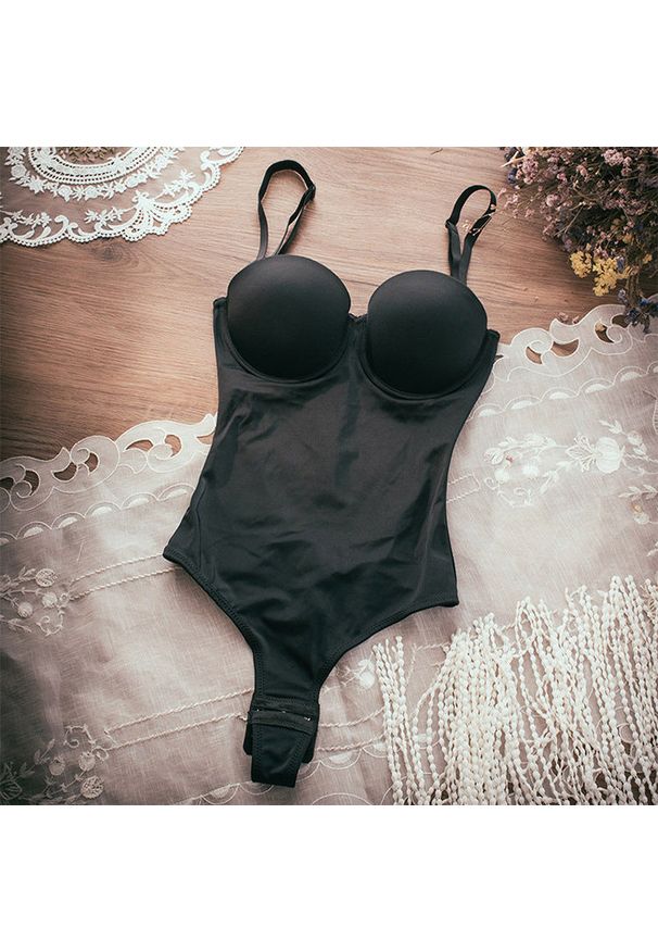 Intica - Body push-up modelujące sylwetkę Sooji. Kolor: czarny. Materiał: materiał. Wzór: gładki