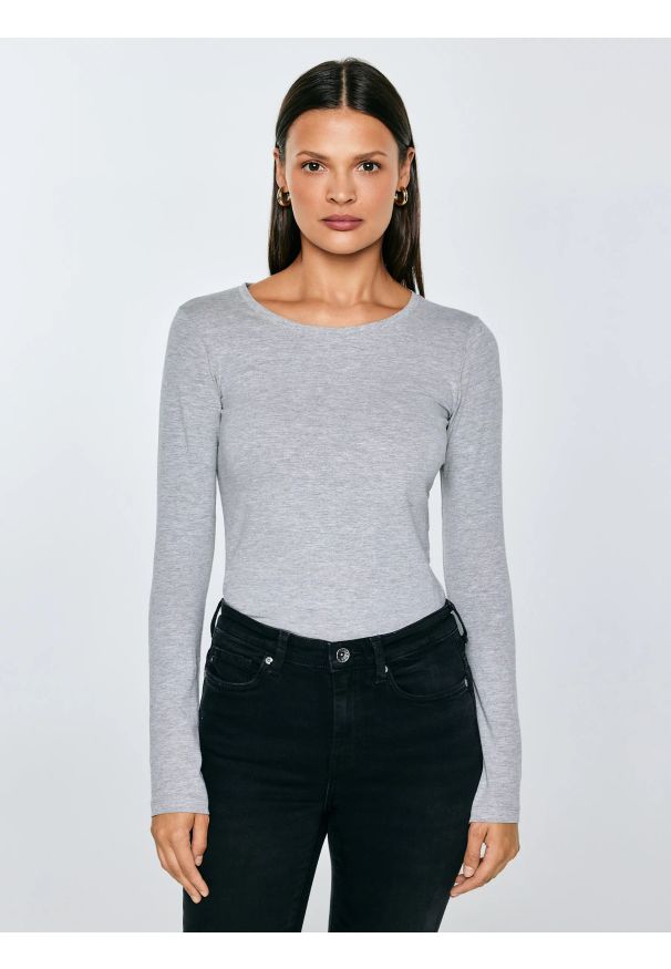 Big-Star - Bluzka damska z długim rękawem szara Classic 991. Kolor: szary. Materiał: jeans. Długość rękawa: długi rękaw. Długość: długie. Wzór: aplikacja. Styl: klasyczny