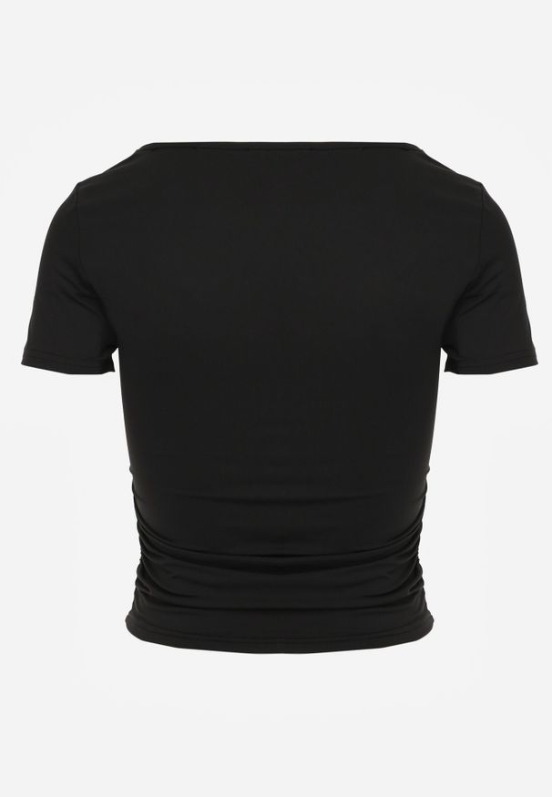 Born2be - Czarna Bluzka Alcele. Kolor: czarny. Materiał: dzianina, wiskoza, jeans. Długość rękawa: krótki rękaw. Długość: krótkie. Sezon: lato