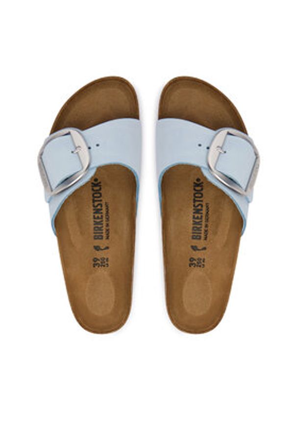 Birkenstock Klapki Madrid Big Buckle 1031798 Błękitny. Kolor: niebieski. Materiał: nubuk, skóra