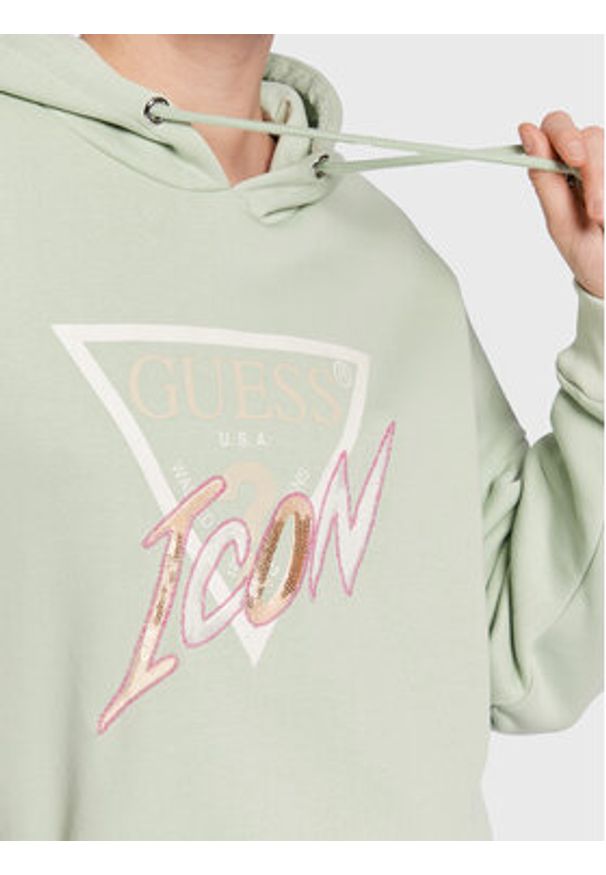 Guess Bluza Icon W3RQ03 KB683 Zielony Relaxed Fit. Kolor: zielony. Materiał: bawełna