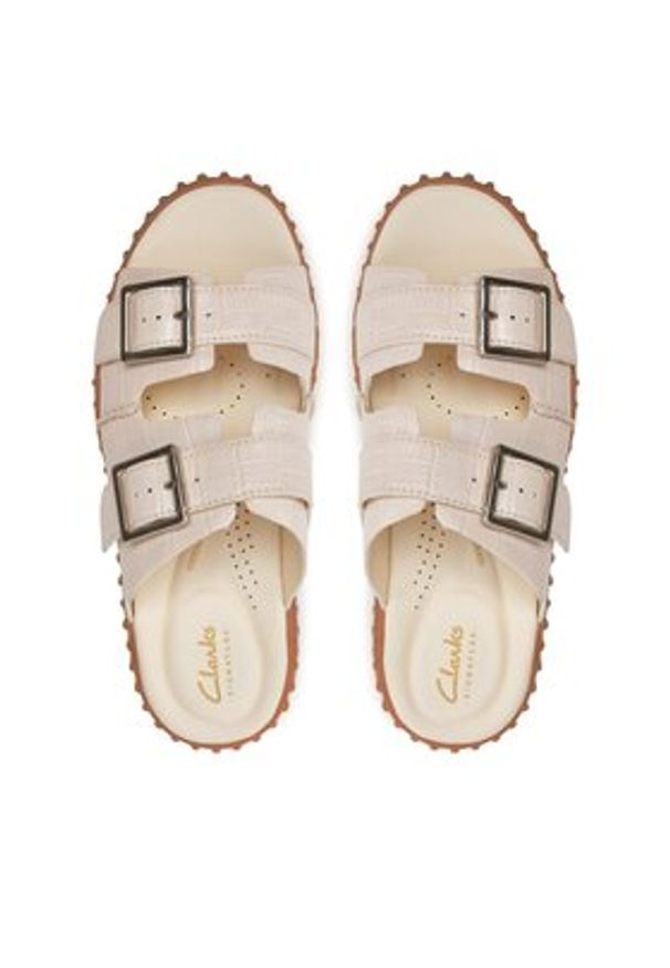 Clarks Klapki Torhill Slide 26176430 Beżowy. Kolor: beżowy. Materiał: skóra