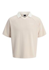 Jack & Jones - Jack&Jones Polo Lido 12276758 Beżowy Loose Fit. Typ kołnierza: polo. Kolor: beżowy. Materiał: syntetyk