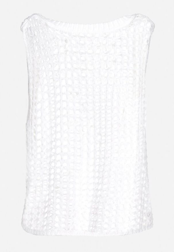 Born2be - Biały Ażurowy Top w Stylu Szydełkowym Maloetti. Kolor: biały. Materiał: jeans. Wzór: ażurowy. Sezon: lato. Styl: elegancki