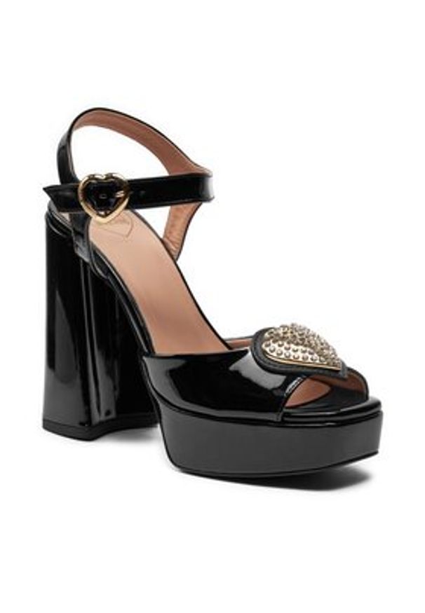 Love Moschino - LOVE MOSCHINO Sandały JA1608CG0IIH0000 Czarny. Kolor: czarny. Materiał: skóra