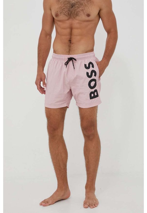 BOSS szorty kąpielowe kolor różowy. Kolor: różowy. Materiał: materiał