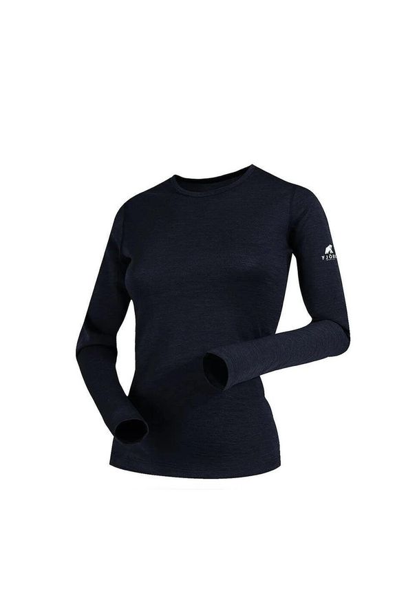 FJORK MERINO - Koszulka z długim rękawem damska 100% wełny merynosów - Bjork 210. Kolor: czarny. Materiał: wełna. Długość rękawa: długi rękaw. Długość: długie