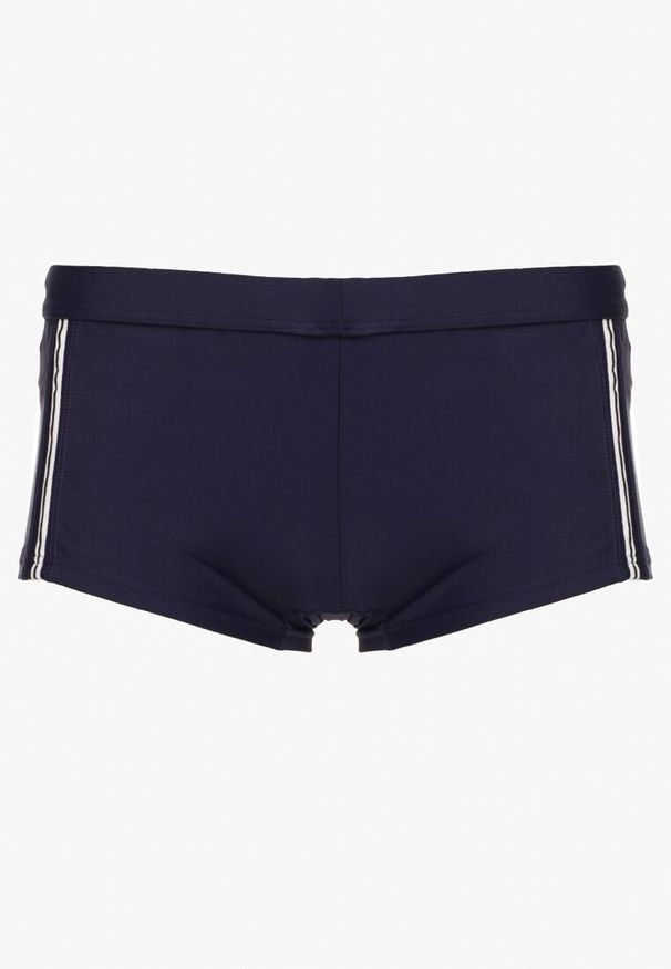 Born2be - Granatowe Kąpielówki z Paskami po Bokach Wladia. Kolor: niebieski. Materiał: len