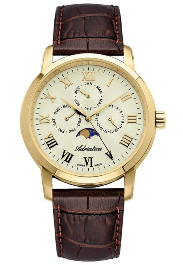 Zegarek męski Adriatica A8134.1231QF brązowy. Kolor: brązowy