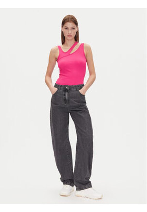 Hugo - HUGO Top Datruss 50537044 Różowy Slim Fit. Kolor: różowy. Materiał: syntetyk