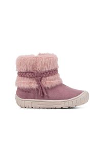 Geox Śniegowce zamszowe dziecięce kolor fioletowy. Nosek buta: okrągły. Kolor: fioletowy. Materiał: zamsz