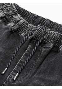 Ombre Clothing - Spodnie męskie jeansowe ze ściągaczem CARROT FIT P1057 - grafitowe - M. Kolor: szary. Materiał: jeans, bawełna, elastan. Styl: klasyczny #6