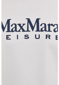 Max Mara Leisure bluza damska kolor biały z kapturem z nadrukiem. Typ kołnierza: kaptur. Kolor: biały. Materiał: dzianina. Wzór: nadruk #3