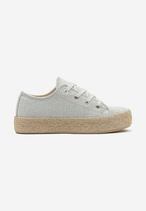 Born2be - Jasnozielone Trampki z Ozdobną Plecionką Filarra. Okazja: na co dzień. Kolor: zielony. Materiał: jeans. Styl: casual