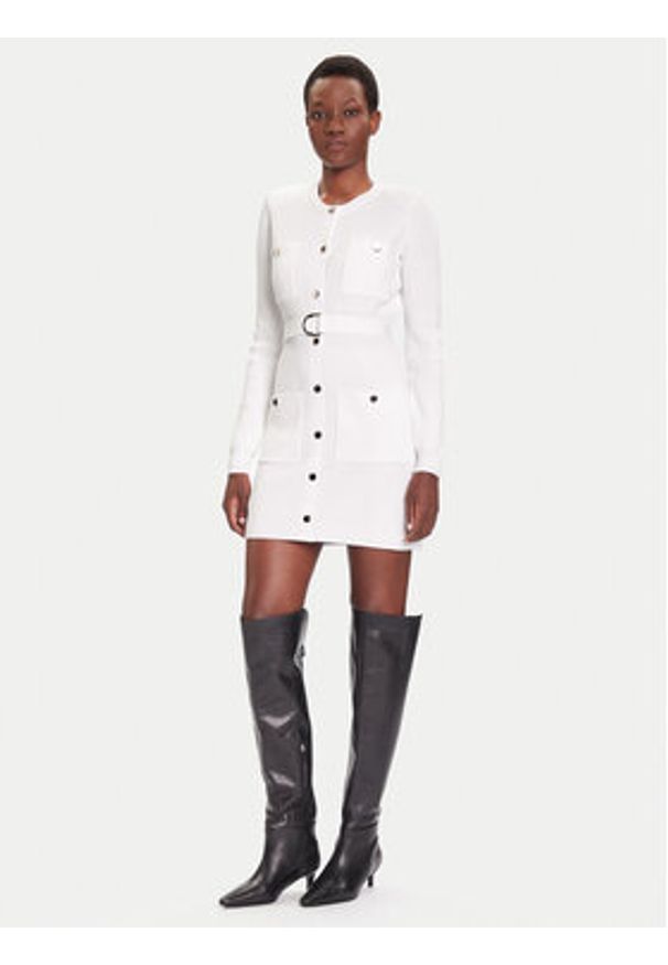 Liu Jo Sukienka dzianinowa MF5371 MS99E Biały Slim Fit. Kolor: biały. Materiał: syntetyk