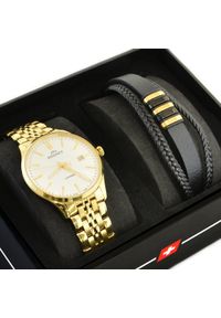 Zestaw męski Szwajcarski zegarek męski Bisset BSDF38 szafirowe szkło + bransoletka. Kolor: niebieski #1