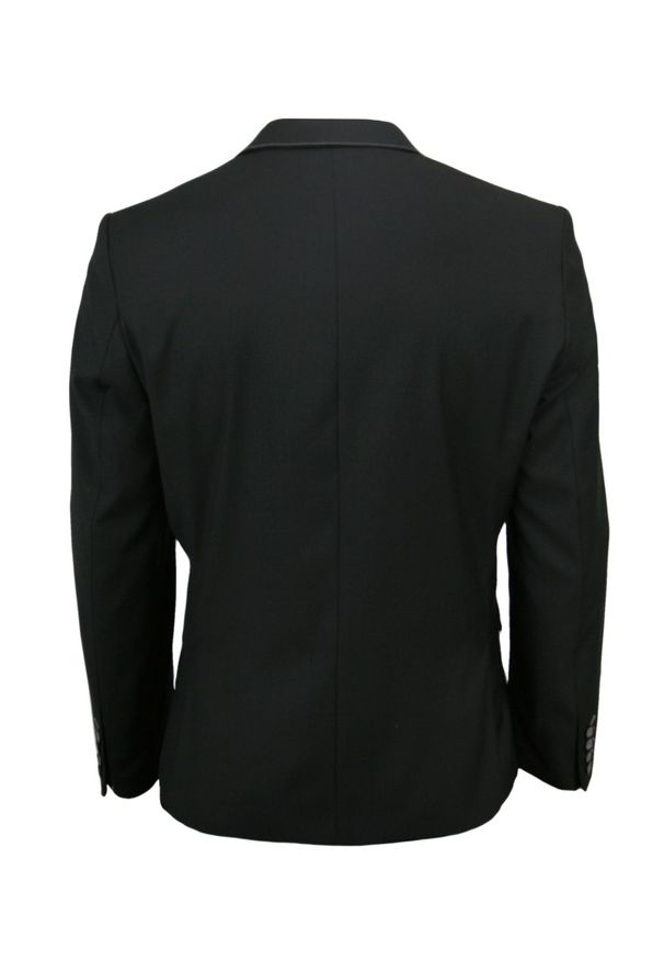 Czarna, Elegancka Marynarka, Taliowana, 2 Guziki, 2 Rozcięcia - un SARTO, Męska. Kolor: czarny. Materiał: materiał, wełna. Styl: elegancki