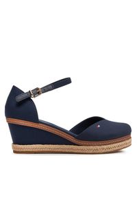 TOMMY HILFIGER - Tommy Hilfiger Espadryle Basic Closed Toe Mid Wedge FW0FW04787 Granatowy. Kolor: niebieski. Materiał: materiał