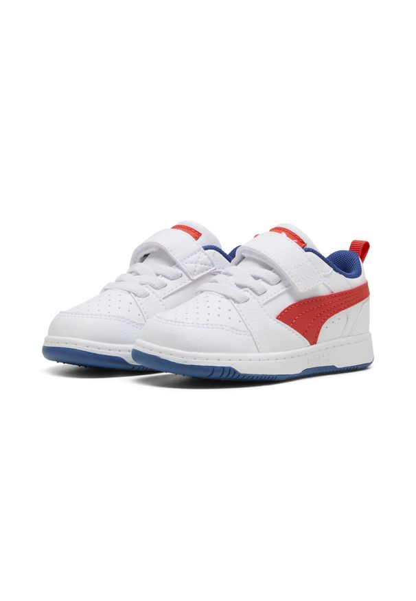 Puma - Sneakersy PUMA Rebound V6 Lo dla małych dzieci PUMA. Kolor: biały, niebieski, czerwony, wielokolorowy. Szerokość cholewki: normalna. Sport: koszykówka, turystyka piesza