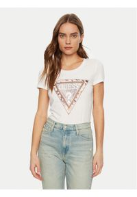 Guess T-Shirt W5RI22 J1314 Biały Regular Fit. Kolor: biały. Materiał: bawełna