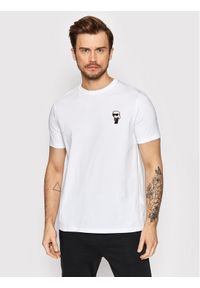 Karl Lagerfeld - KARL LAGERFELD T-Shirt Crewneck 755027 500221 Biały Regular Fit. Typ kołnierza: dekolt w karo. Kolor: biały. Materiał: bawełna