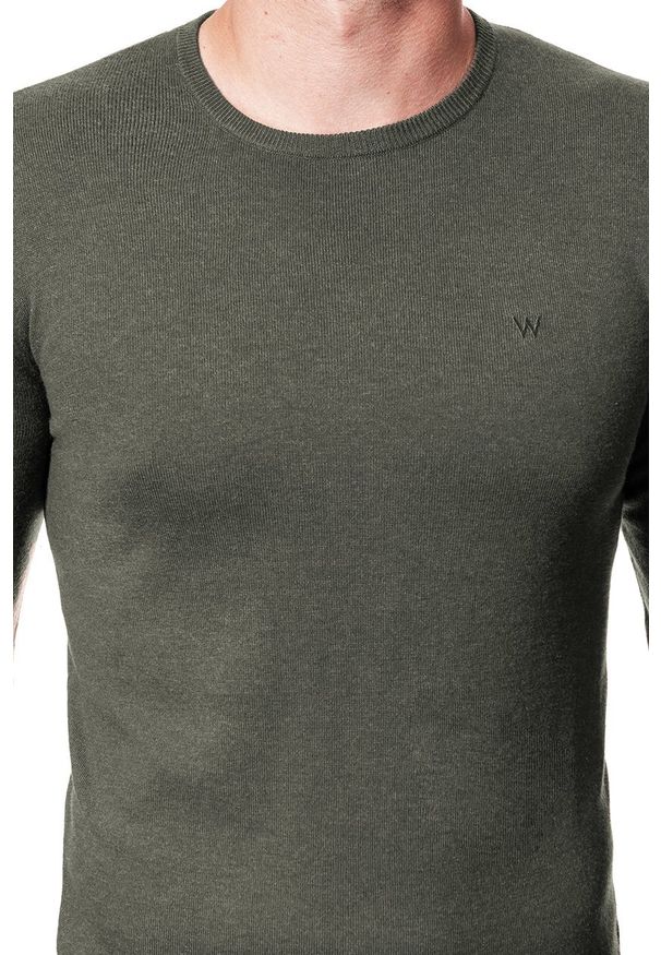 Wrangler - MĘSKI SWETER WRANGLER CREW KNIT DUSTY OLIVE W85672P45 112132246. Styl: klasyczny