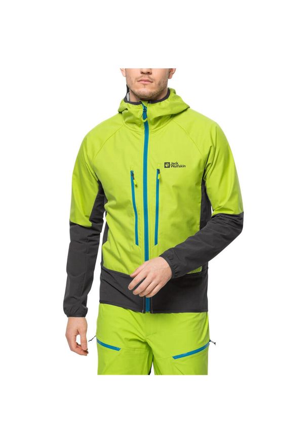 Kurtka turystyczna męska Jack Wolfskin Alpspitze Recco softshell. Kolor: zielony. Materiał: poliester, poliamid. Sport: turystyka piesza