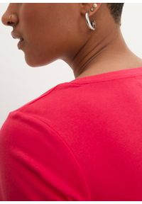 bonprix - Bluzka bawełniana z nadrukiem serca z bawełny organicznej. Kolor: czerwony. Materiał: bawełna. Długość rękawa: krótki rękaw. Długość: krótkie. Wzór: nadruk #3