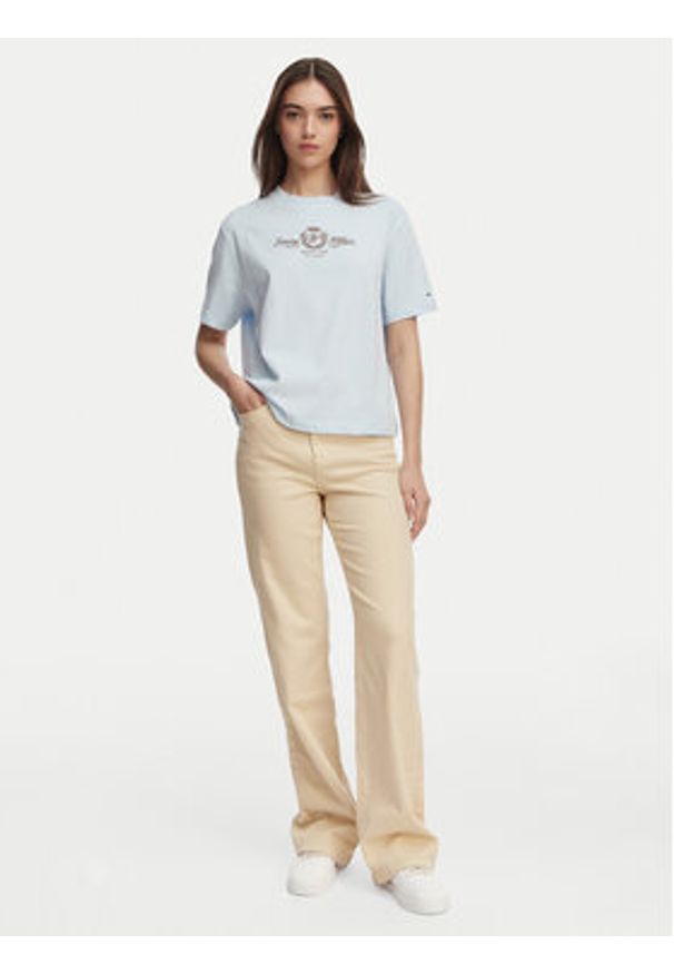 TOMMY HILFIGER - Tommy Hilfiger T-Shirt Crest WW0WW48713 Niebieski jasny Relaxed Fit. Kolor: niebieski. Materiał: bawełna