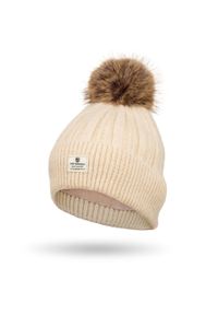 Czapka zimowa Peterson PTN HAT-09 beżowa. Kolor: beżowy. Materiał: akryl. Wzór: aplikacja. Sezon: zima. Styl: elegancki