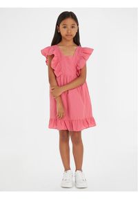 TOMMY HILFIGER - Tommy Hilfiger Sukienka letnia Gingham KG0KG07930 M Różowy Relaxed Fit. Kolor: różowy. Materiał: bawełna. Sezon: lato