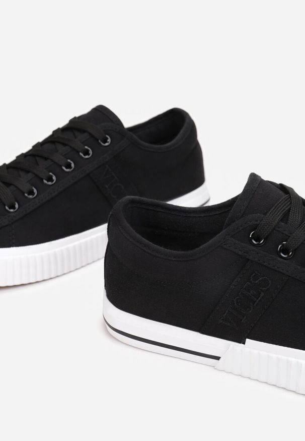 Born2be - Czarne Buty Sportowe Corraney. Okazja: na co dzień. Wysokość cholewki: przed kostkę. Nosek buta: okrągły. Zapięcie: sznurówki. Kolor: czarny. Materiał: materiał, jeans. Szerokość cholewki: normalna