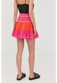 TwinSet - Twinset spódnica kolor różowy mini rozkloszowana. Kolor: różowy. Materiał: tkanina #2