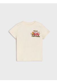 Sinsay - Koszulka z nadrukiem na plecach Cars - kremowy. Kolor: kremowy. Wzór: nadruk #1