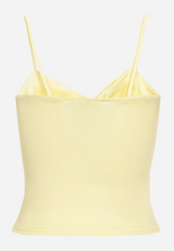 Born2be - Żółty Top z Wiskozą Marszczeniem i Usztywnionymi Miseczkami Meraliana. Okazja: na co dzień. Kolor: żółty. Materiał: wiskoza. Sezon: lato. Styl: casual, sportowy