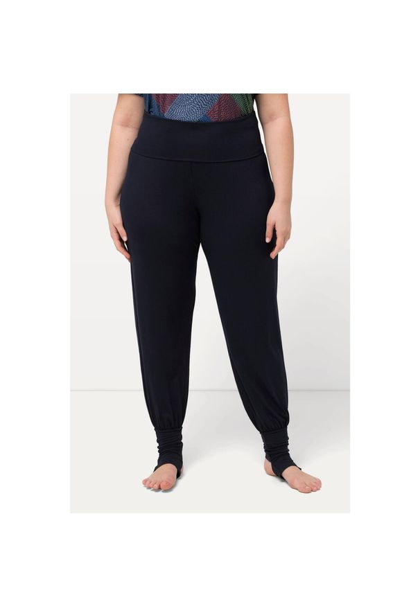 ULLA POPKEN - Damskie Spodnie do jogi. Kolekcja: plus size. Kolor: niebieski. Materiał: wiskoza, materiał, elastan. Sport: joga i pilates