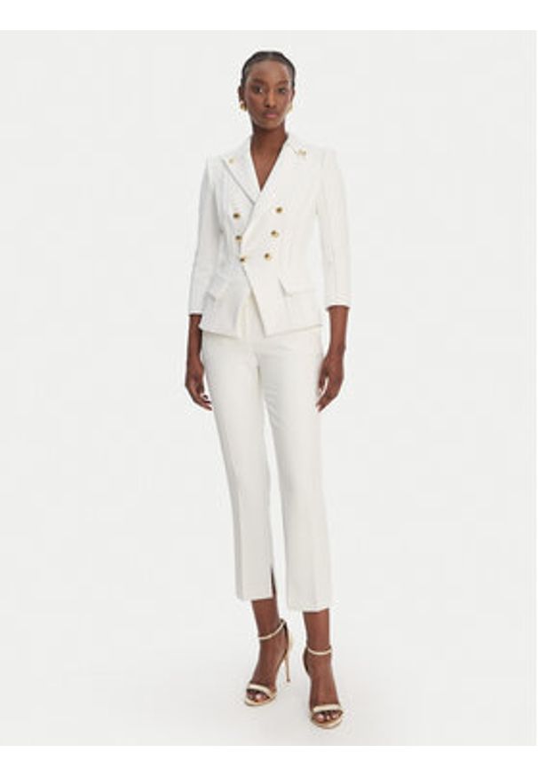 Elisabetta Franchi Marynarka GI-218-61E2-V780 Biały Regular Fit. Kolor: biały. Materiał: syntetyk