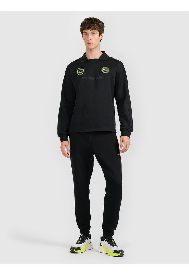 4f - 4F Longsleeve polo męski 4F x Robert Lewandowski - czarny L. Okazja: na co dzień. Typ kołnierza: polo. Kolor: czarny. Materiał: dzianina, materiał. Długość rękawa: długi rękaw. Styl: klasyczny, casual, sportowy