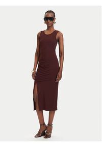 Patrizia Pepe Sukienka codzienna 2A3081/JZ26-B887 Brązowy Slim Fit. Okazja: na co dzień. Kolor: brązowy. Materiał: syntetyk. Typ sukienki: proste. Styl: casual #5
