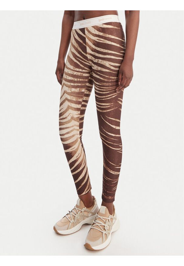 Just Cavalli Legginsy 80PAC100 JS558 Brązowy Skinny Fit. Kolor: brązowy. Materiał: syntetyk