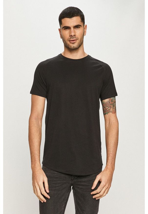Jack & Jones - T-shirt. Okazja: na co dzień. Kolor: czarny. Materiał: dzianina. Wzór: gładki. Styl: casual