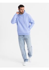Ombre Clothing - Dresowa bluza unisex z kapturem i kieszeniami – lawendowa V9 OU-SNBC-0105 - XL/XXL. Okazja: na co dzień. Typ kołnierza: kaptur. Kolor: fioletowy. Materiał: dresówka. Wzór: aplikacja. Styl: casual #12