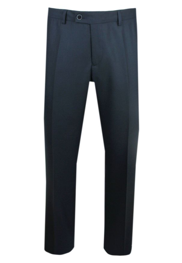 Garnitur Męski o Regularnym Kroju - Casino - Granatowo-Stalowy. Kolor: szary, niebieski, wielokolorowy. Materiał: wiskoza, poliester. Wzór: gładki