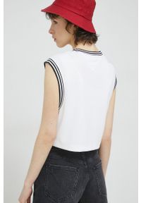 Tommy Jeans top damski kolor biały. Kolor: biały. Materiał: poliester. Wzór: nadruk #3
