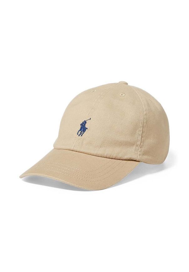 Polo Ralph Lauren czapka bawełniana dziecięca kolor beżowy gładka. Kolor: beżowy. Materiał: bawełna. Wzór: gładki